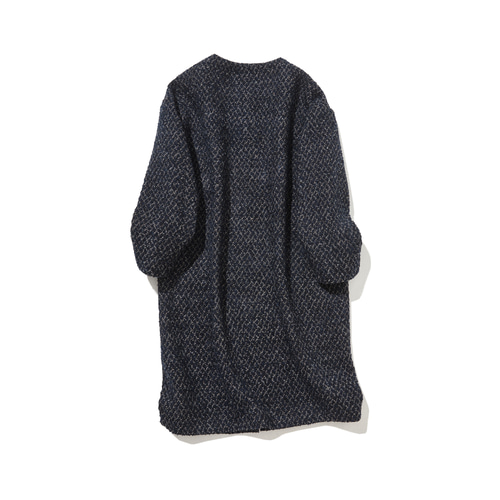 ☆20％オフイタリア製ツイード生地☆ ノーカラーコート 羽織るだけで