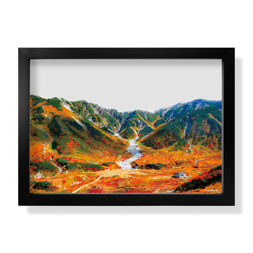 【お1人様1点限り】 立山 秋 紅葉 ポスター A4 イラスト 山 登山 アウトドア 絵画