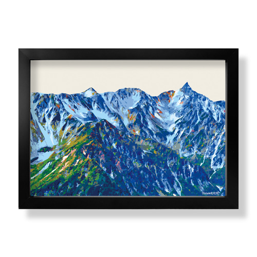 蝶が岳 北アルプス 槍ヶ岳 穂高 ポスター A4 A3 A2 A1 イラスト 山