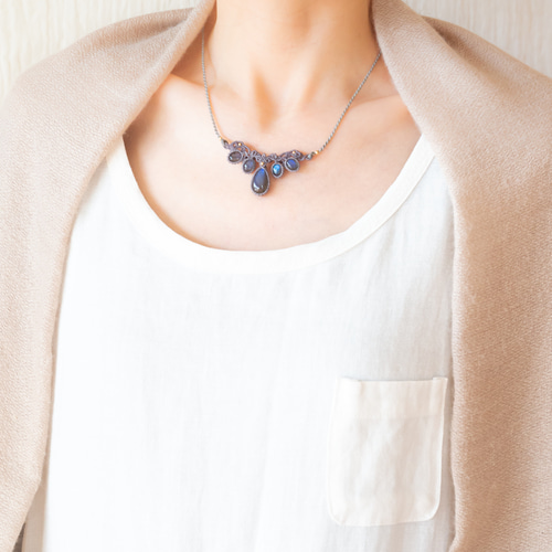 ラブラドライトのマクラメ編み 天然石ネックレス ネックレス