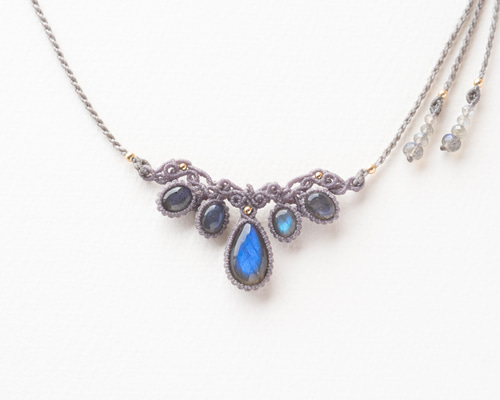 ラブラドライトのマクラメ編み 天然石ネックレス ネックレス