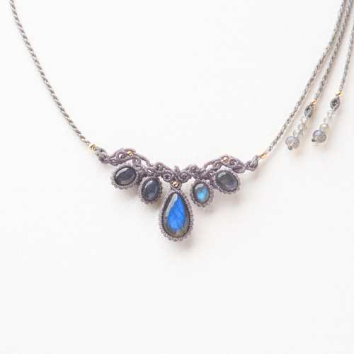 ラブラドライトのマクラメ編み 天然石ネックレス ネックレス