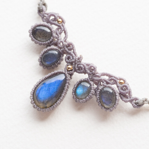 ラブラドライトのマクラメ編み 天然石ネックレス ネックレス