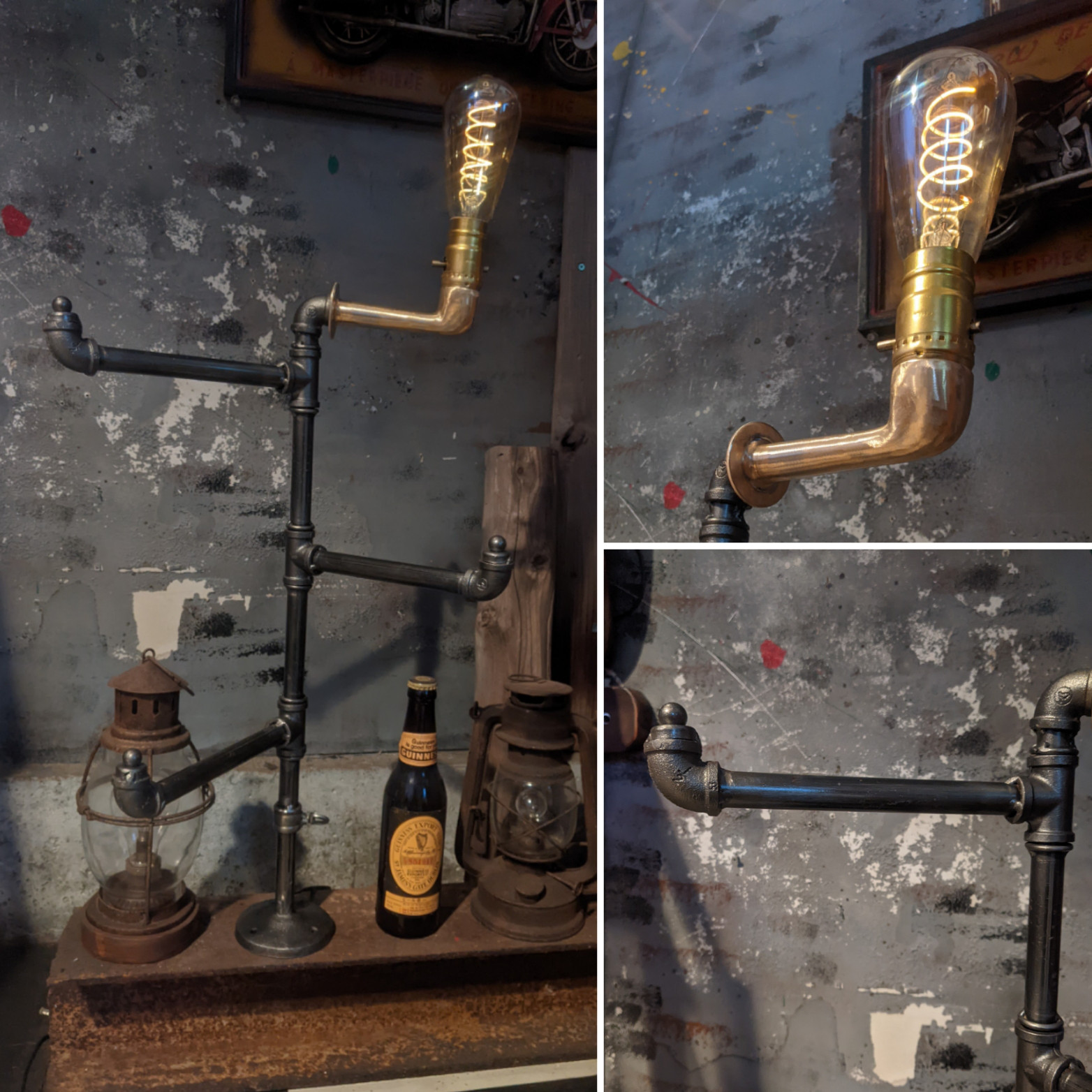 インダストリアル パイプ管 スタンド式 マルチハンガー スタンドランプ（エジソンランプ） ハンガーフックスタンド