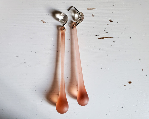 フランスアンティーク シャンデリアパーツ 雫型ローズ 14cm ビジュー