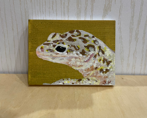 ヒョウモントカゲモドキ トカゲ 爬虫類 原画 アクリル画 ヒョウモントカゲモドキ トカゲ 爬虫類 原画 アクリル画