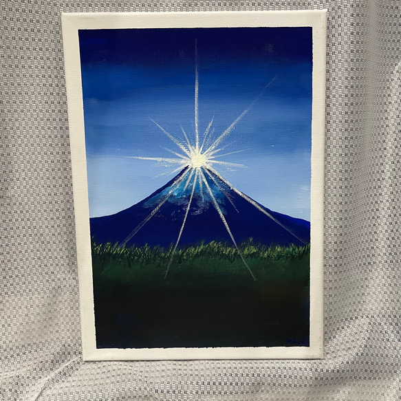 ダイヤモンド富士 富士山 山 初日の出 太陽 アクリル画 原画