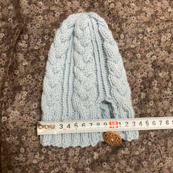 縄編みデザインニット帽 親子セット 5枚目の画像