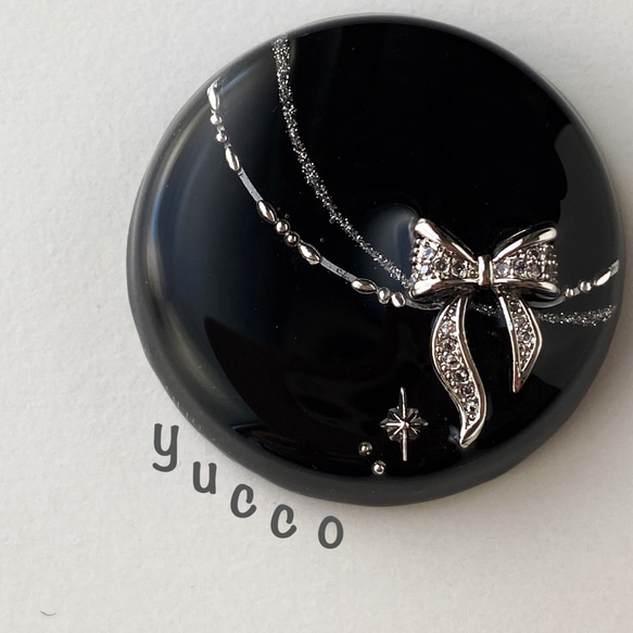 受注製作＊【レジン＊ポニーフックorヘアゴム】ひかえめシルバーリボン  