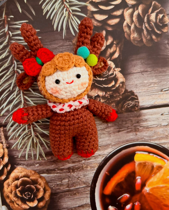 クリスマス人形　飾り　季節のデコレーション　エルク　雪だるま　クリスマスツリー　ギンジャーマン　ストラップバッグチャーム 8枚目の画像