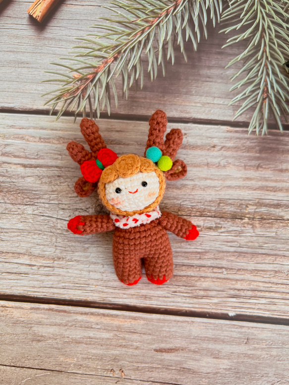 クリスマス人形　飾り　季節のデコレーション　エルク　雪だるま　クリスマスツリー　ギンジャーマン　ストラップバッグチャーム 12枚目の画像