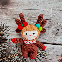 クリスマス人形　飾り　季節のデコレーション　エルク　雪だるま　クリスマスツリー　ギンジャーマン　ストラップバッグチャーム 3枚目の画像