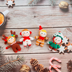 クリスマス人形　飾り　季節のデコレーション　エルク　雪だるま　クリスマスツリー　ギンジャーマン　ストラップバッグチャーム 1枚目の画像