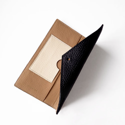 tayori |多機種対応 お札が入る イタリア製牛革 手帳型スマホカバー[S・M・L][黒] 2枚目の画像