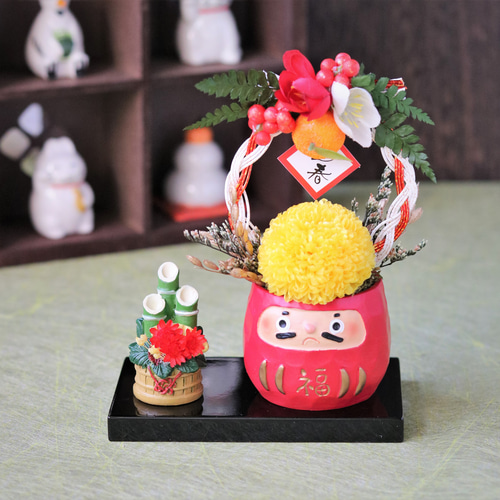 2026年お正月飾り ダルマとみかん 門松【初夢】《オーナーデザイン