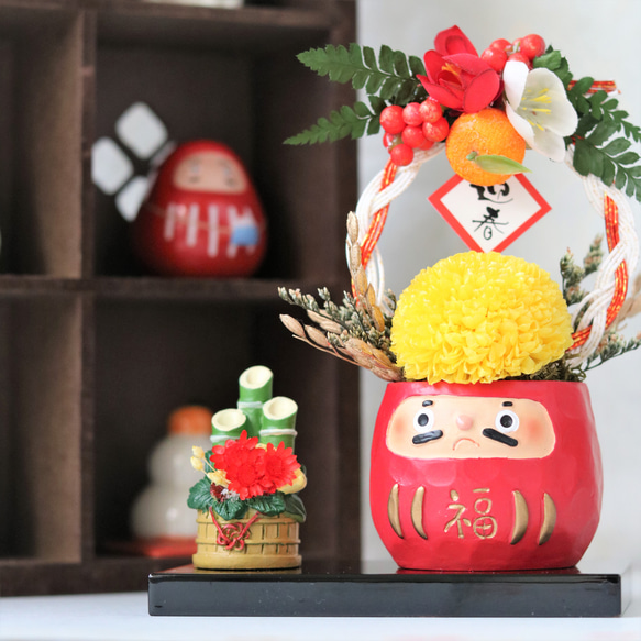2026年お正月飾り ダルマとみかん 門松【初夢】《オーナーデザイン