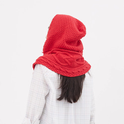 Milly麻花針織連帽口袋圍巾 /聖誕紅 第3張的照片