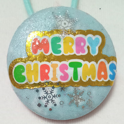 ハンドメイド くるみボタン ヘアゴム かわいい キュート おしゃれ メリークリスマス 雪の結晶 レジン液 ブルー 2枚目の画像