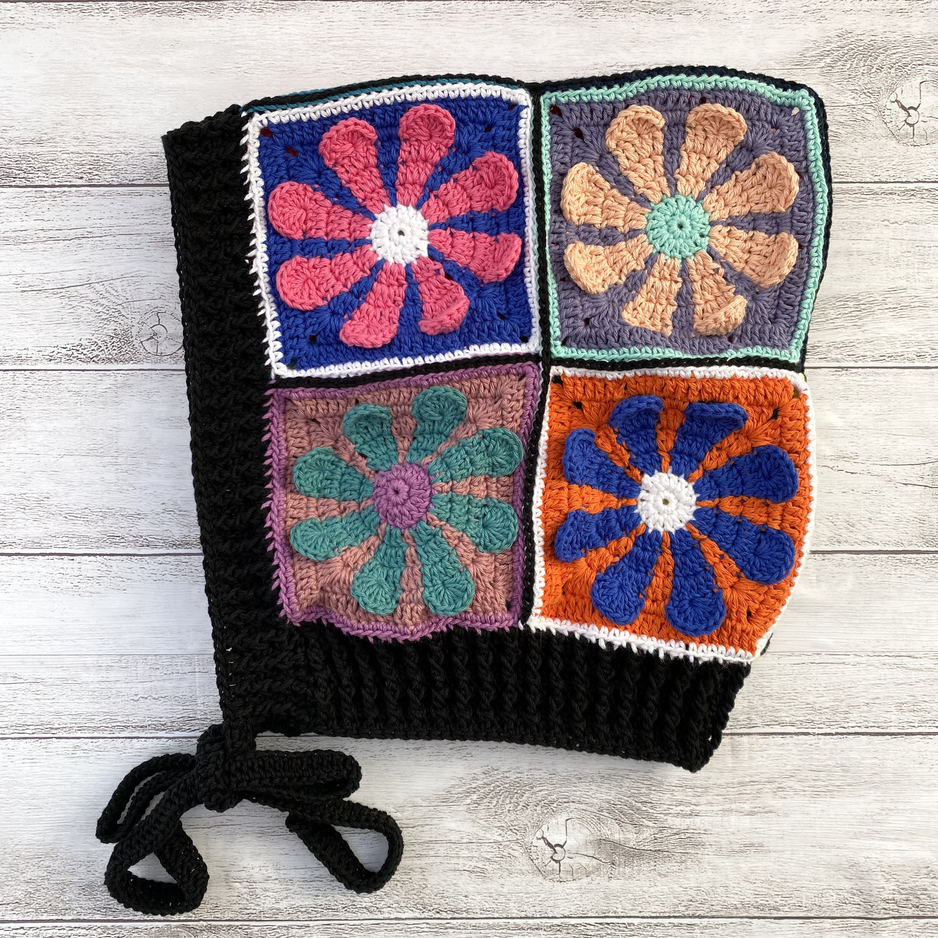 【NO.3122057】クロシェ編み ニットフード ブラックベース