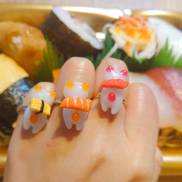 R⌇お寿司 にゃんこ まぐろ マグロ たまご サーモン 鮪寿司 寿司