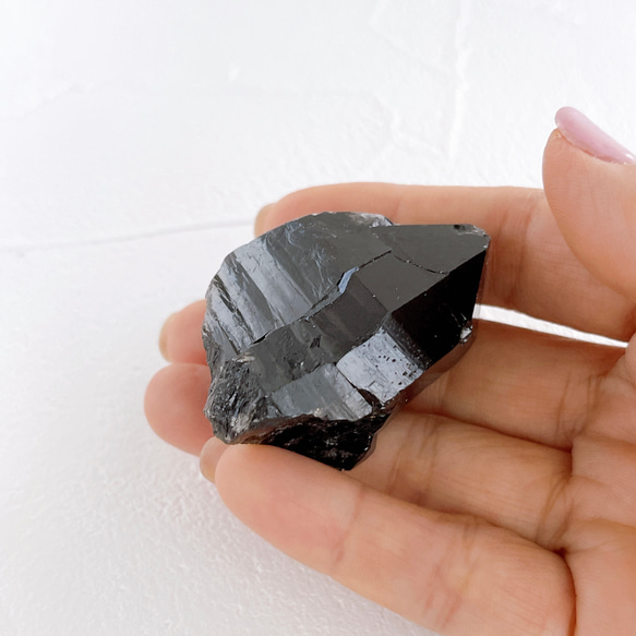 チベット産モリオンA・原石・45g ✧麻ポーチ付き✧黒水晶ポイント 3枚目の画像