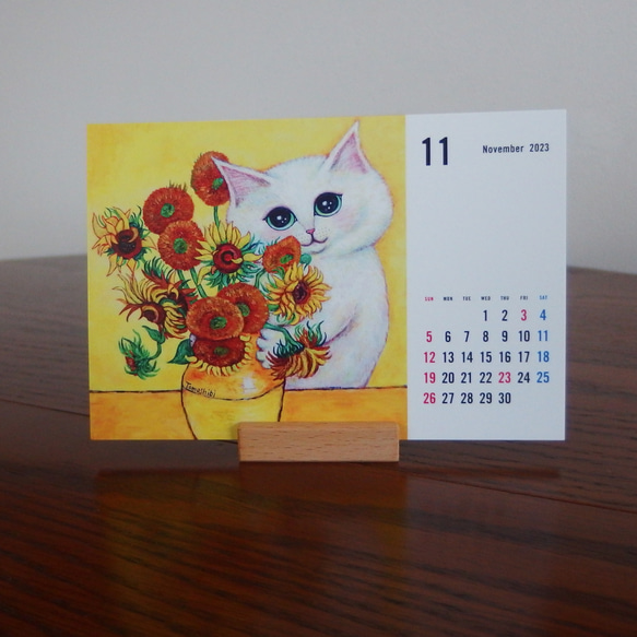 Tomoshibi ねこアートカレンダー2023  ＃猫 ＃天使猫 ＃ねこ ＃花 ＃2023年 ＃卓上カレンダー 13枚目の画像