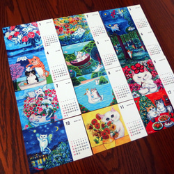 Tomoshibi ねこアートカレンダー2023  ＃猫 ＃天使猫 ＃ねこ ＃花 ＃2023年 ＃卓上カレンダー 2枚目の画像