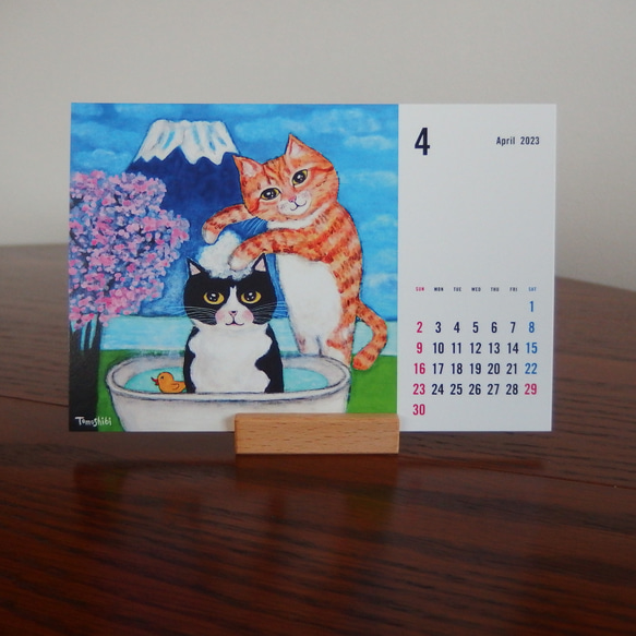 Tomoshibi ねこアートカレンダー2023  ＃猫 ＃天使猫 ＃ねこ ＃花 ＃2023年 ＃卓上カレンダー 6枚目の画像