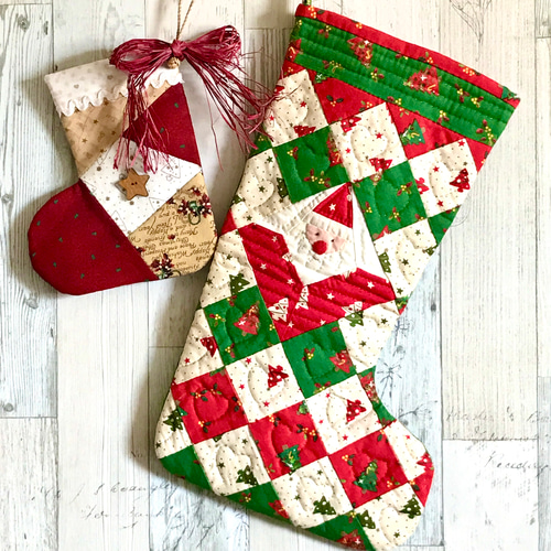 クリスマスブーツ(サンタ)⭐パッチワーク その他インテリア雑貨 tsug