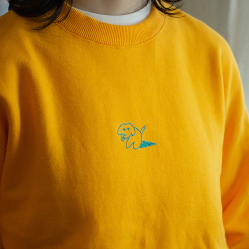 【早い者勝ち】Evisen イエロー トレーナー スウェット 刺繍 ゆる犬