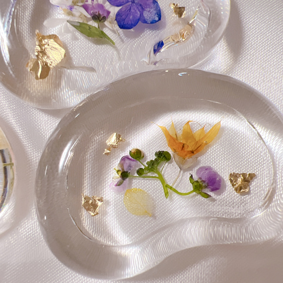 箸置き　水面  ガラス クリア 氷 箸 はしおき レスト 水　押し花　お花 10枚目の画像