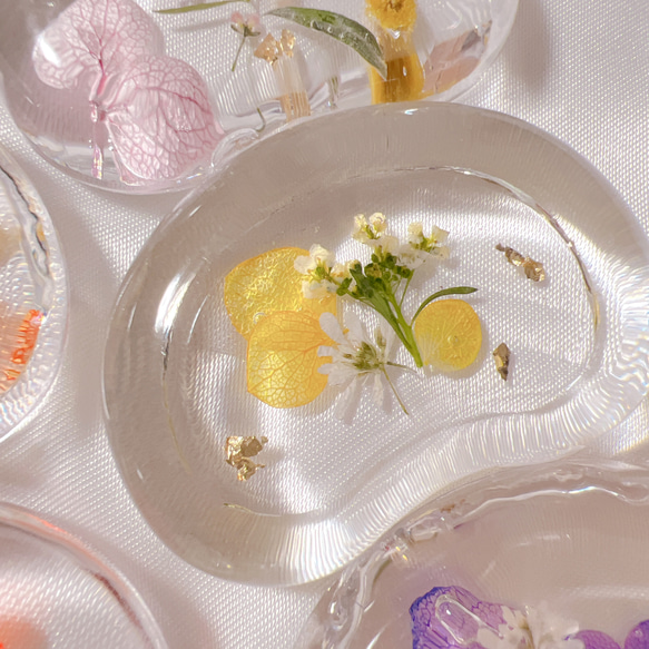 箸置き　水面  ガラス クリア 氷 箸 はしおき レスト 水　押し花　お花 8枚目の画像