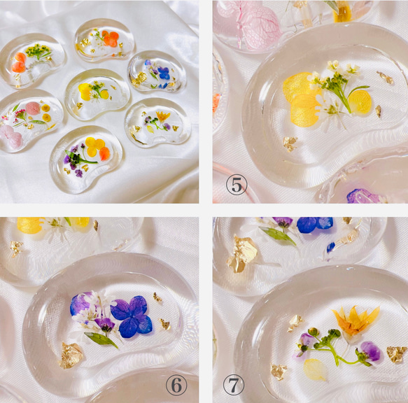 箸置き　水面  ガラス クリア 氷 箸 はしおき レスト 水　押し花　お花 3枚目の画像