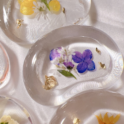 箸置き　水面  ガラス クリア 氷 箸 はしおき レスト 水　押し花　お花 9枚目の画像