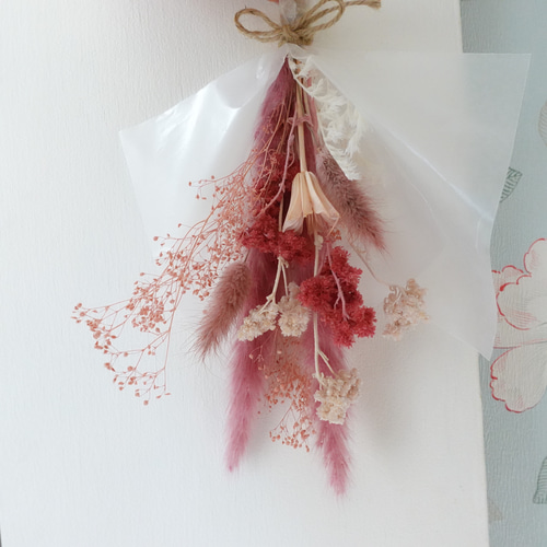 ちとせ＊ピンクペッパー　ナチュラルミニスワッグ　ミニベル付＊№348他３点 Dried Pinkpepper's Wreath&Swag(ピンクペッパーのリース