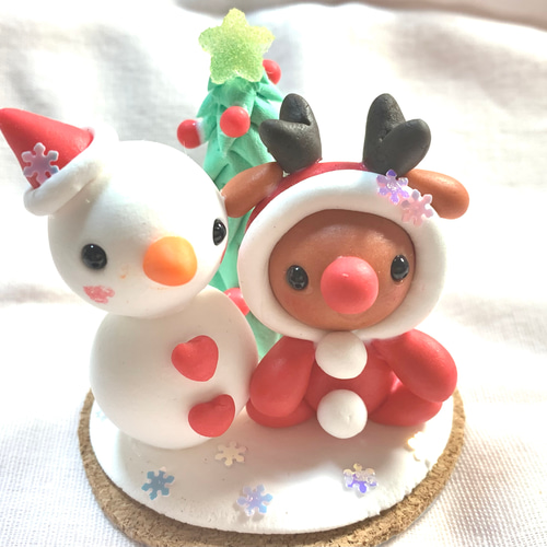 ☆着ぐるみトナカイさんと雪だるま(受注生産) クリスマスツリー