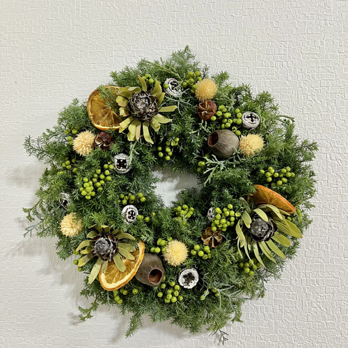 ドライフラワーリース〜木の実いっぱいリース゜・*:.。❁ ドライフラワーリース 木の実たっぷり リース Flower largo 通販