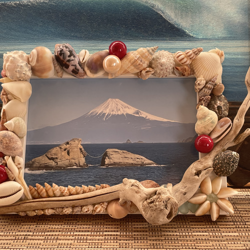 shell＆流木＆seaglass写真立て フォトフレーム・写真立て teaglass