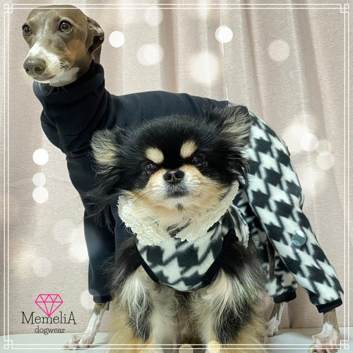 イタグレ用犬服】冬といえば千鳥格子！上品な千鳥格子ロンパース(o^^o