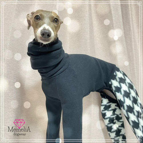 イタグレ用犬服】冬といえば千鳥格子！上品な千鳥格子ロンパース(o^^o