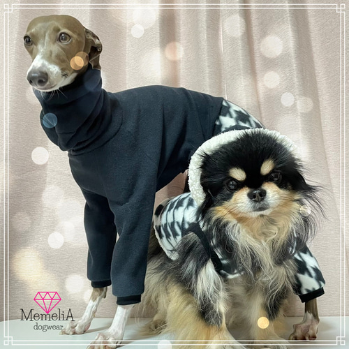 イタグレ用犬服】冬といえば千鳥格子！上品な千鳥格子ロンパース(o^^o
