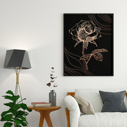 Q　♡エレガントな美しいバラ ポスター絵画 ゴージャスゴールド金色額装 お得3枚セット】インドのヒンドゥー神様ゴールドポスター〔約