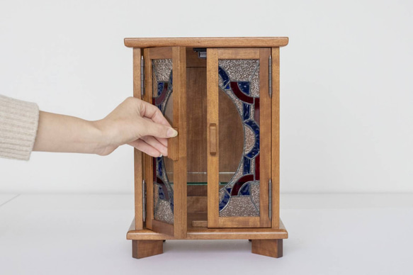 キャビネット　【吉田木工】＋【ステンドグラスRocca】熊本伝統工芸コラボ 吉田木工