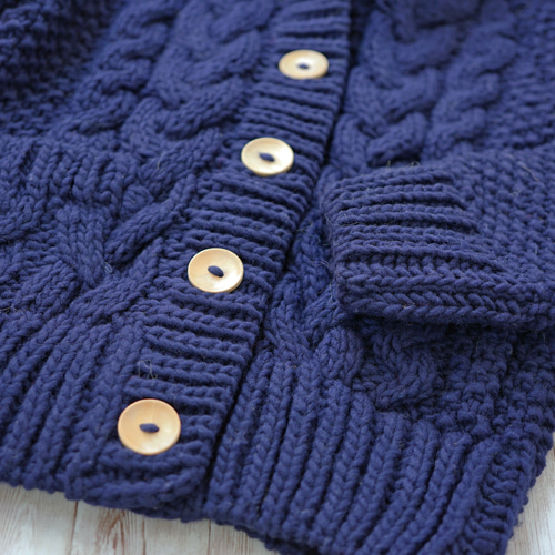 完売】ローゲージウール・ケーブル編みフード付きカーディガン（NP  