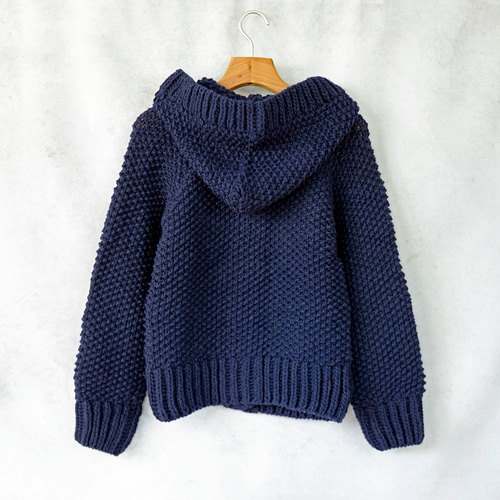 完売】ローゲージウール・ケーブル編みフード付きカーディガン（NP  