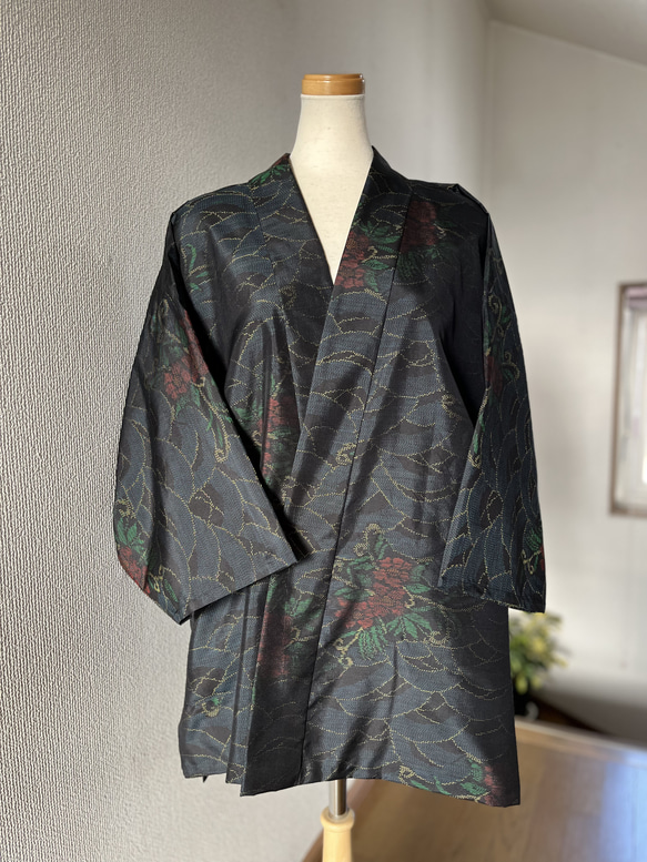 大島紬 新品反物仕立て 作務衣 商標付き 大人女子♡和のお洒落上着