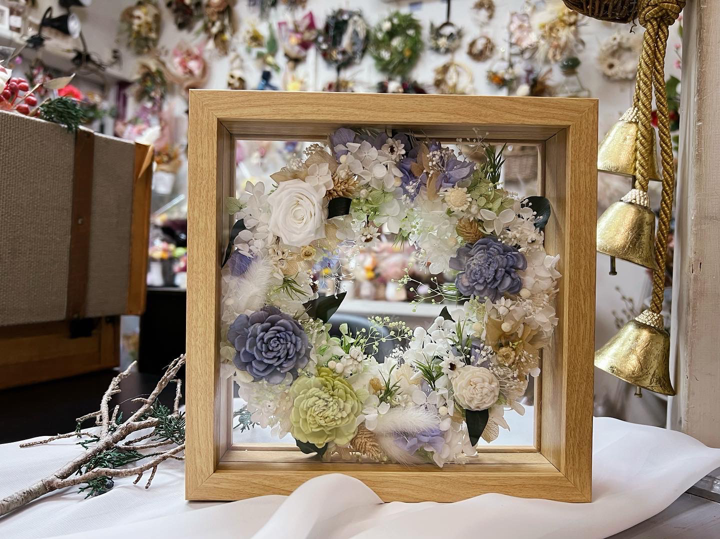 夏の花材でつくる…ルナリアのリース○ドライフラワーリース