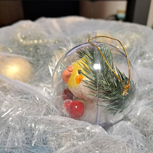 クリスマスオーナメント オカメインコ 陶器小鳥 現品限り クリスマス H