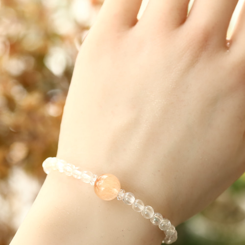 ☆プレミアムブレス☆ピンクオレンジラビットヘアールチルクォーツ：10