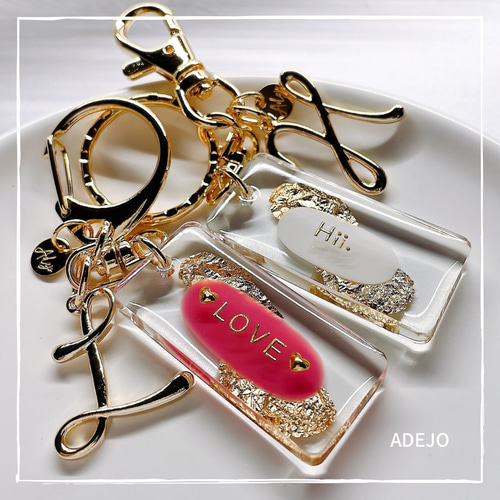 耐久性抜群✨キーホルダー♡オリジナルコーティング♡16金ゴールド♡本